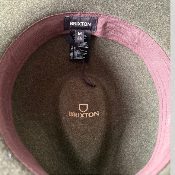 Brixton Olive Fedora with Mauve Band - Picture 4 of 4